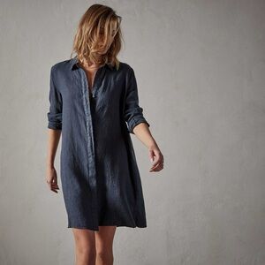 NWT James Perse Long Sleeve Linen Shirt Dress Blue | Size 0